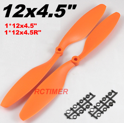 1245-Orange - 1 Pair Orange 12x4.5" EPP1245 Standard &  Counter Rotating Propellers